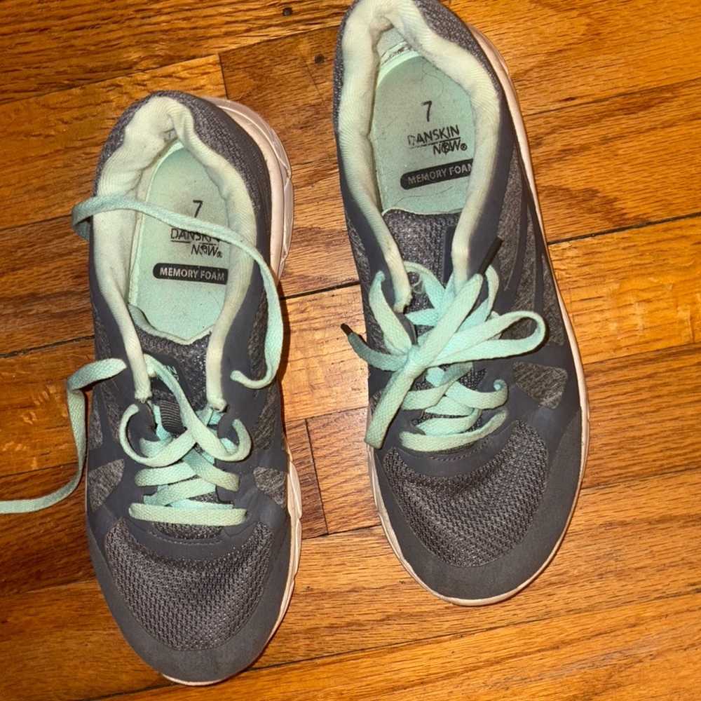 Danskin Now Charcoal and Aqua Sneakers